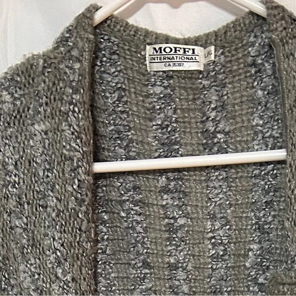 Moffi International -lg-Elegant Gray Women's Cardigan 5% Mohair- very long - Picture 9 of 9
